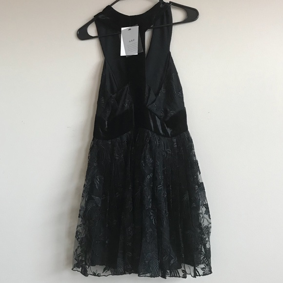Size 8- A.L.C Velvet & Embroidered Lace Dress - Picture 4 of 7